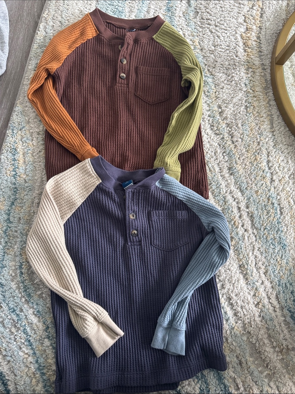 Two  boys old navy long sleeve half button down shirts